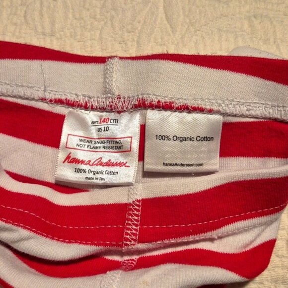 Hanna Andersson boys size size 140 or 10 pajama pants red & white stripes vguc - Picture 3 of 4